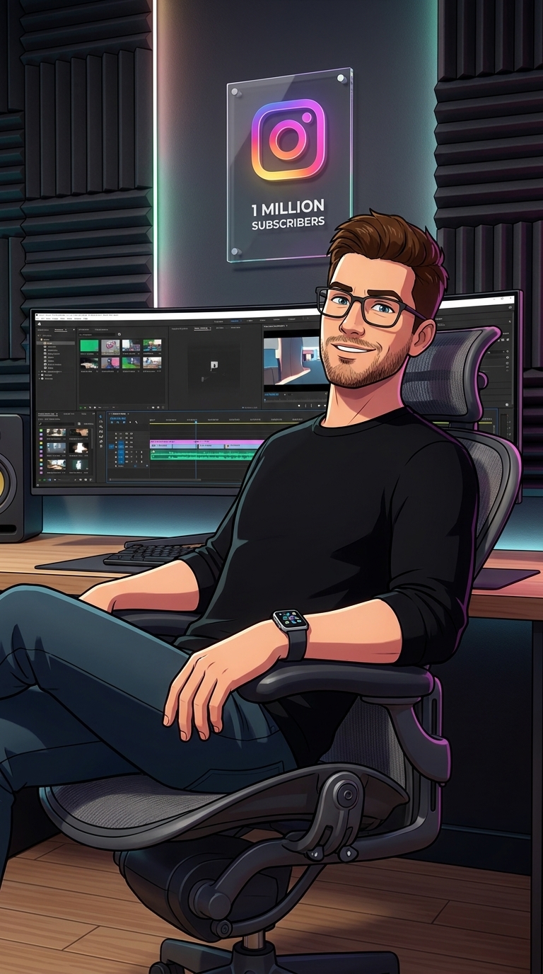 Animated creator at a desk, from the StudioNova ad campaign
